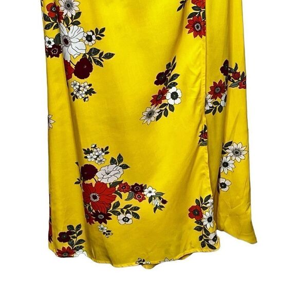 Loft beach yellow floral flutter sleeve maxi wrap dress size M - Picture 5 of 14